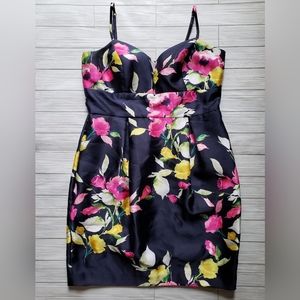 Eliza J Blue Floral Mikado Cocktail Dress